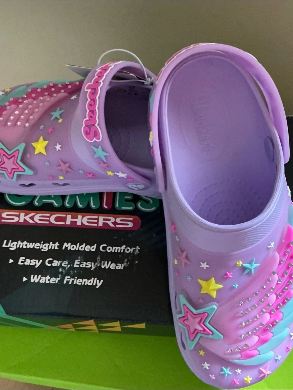 Skechers Foamies Light Up Purple Kids Clogs - Brand New